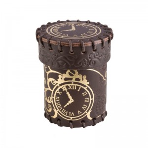 Steampunk Brown & golden Leather Dice Cup (QCSTE102)